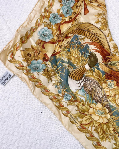 Salvatore Ferragamo Yellow Silk Wildlife Square Scarf