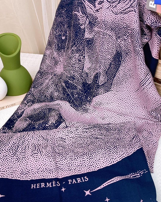 Hermes Marine x Vieux Rose Clair de Lune Shawl 140