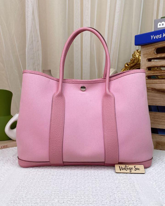 Hermes Pink Canvas Garden Party 36