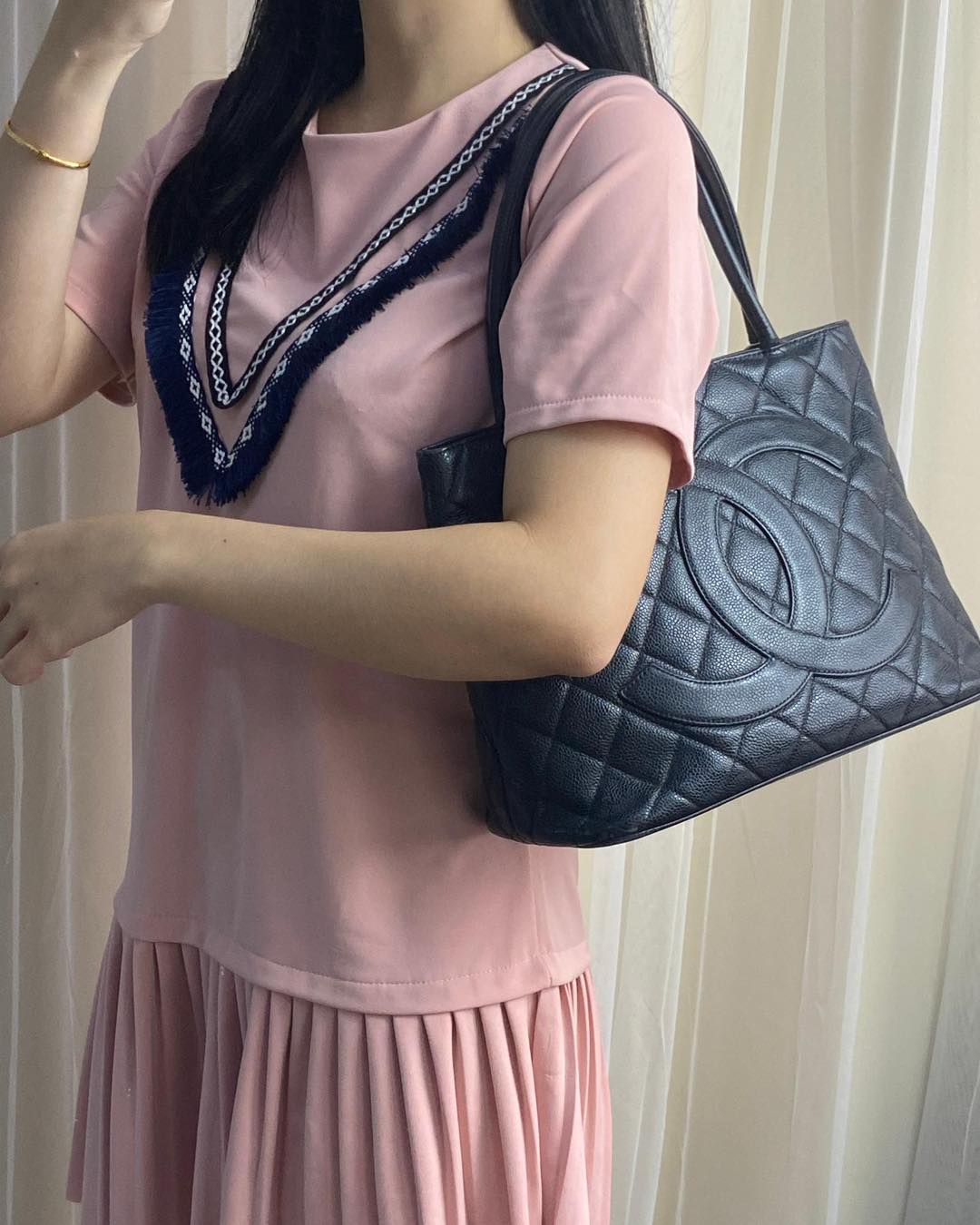 Chanel Black Caviar Medallion Tote SHW