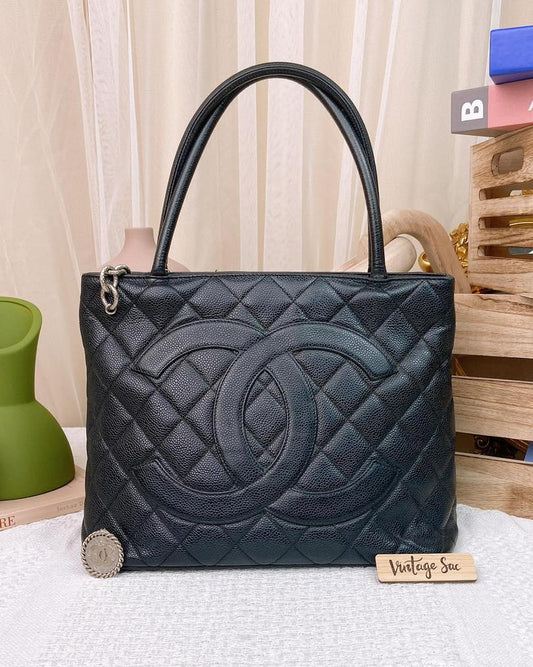 Chanel Black Caviar Medallion Tote SHW