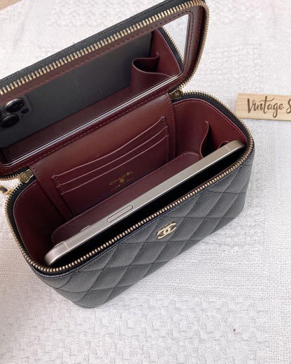 Chanel Black Caviar Rectangular Vanity (GHW)