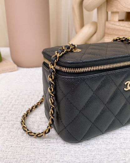 Chanel Black Caviar Rectangular Vanity (GHW)