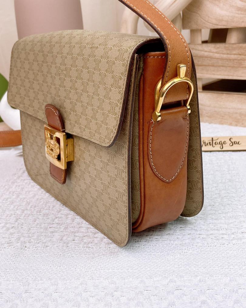 Celine Brown Vintage Horse Carriage Crossbody Bag