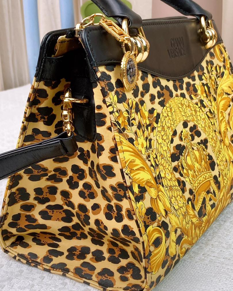 Versace Vintage Leopard Print 2-Way Bag