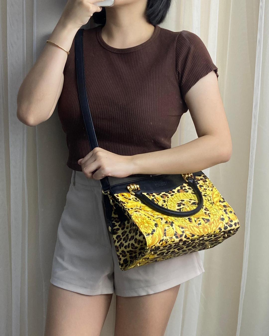 Versace Vintage Leopard Print 2-Way Bag