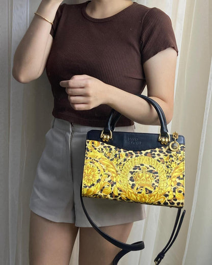 Versace Vintage Leopard Print 2-Way Bag