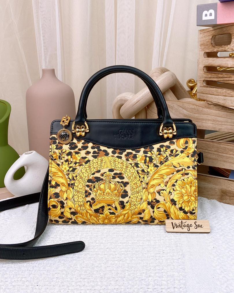 Versace Vintage Leopard Print 2-Way Bag