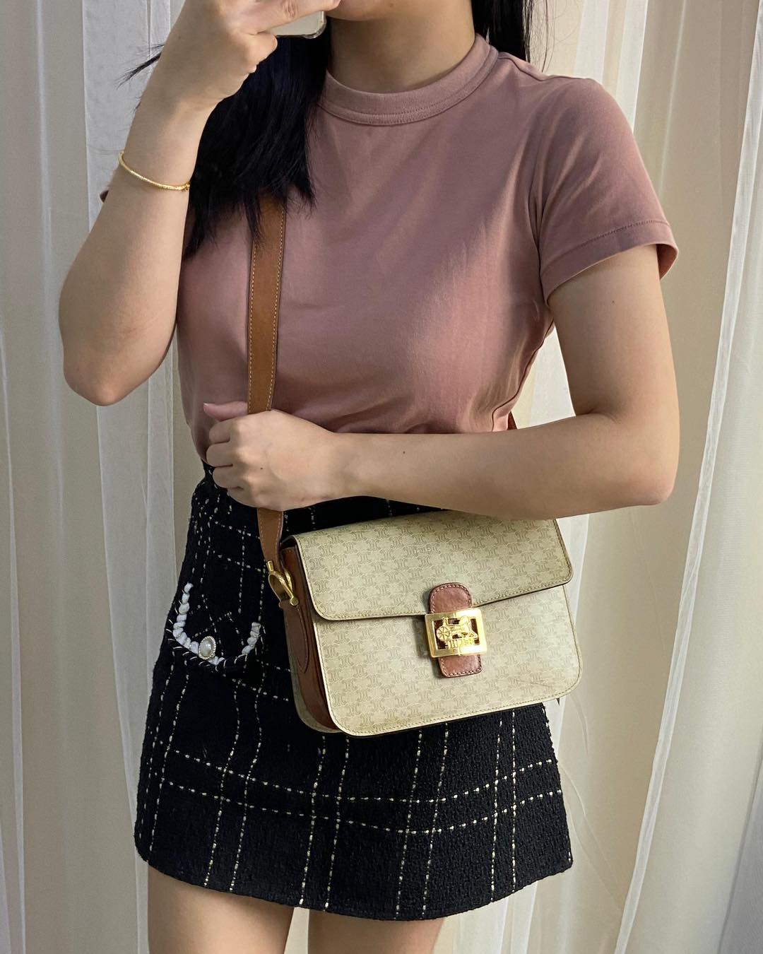 Celine Brown Vintage Horse Carriage Crossbody Bag