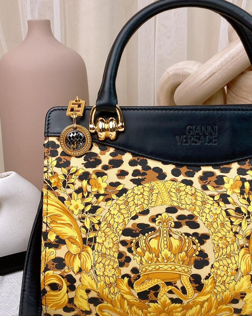 Versace Vintage Leopard Print 2-Way Bag