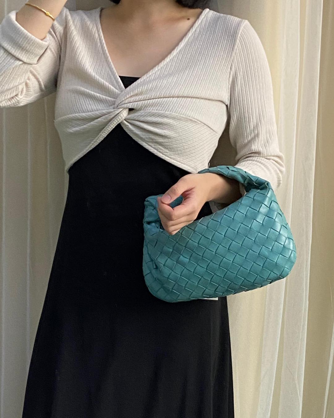 Bottega Veneta Blue Intrecciato Mini Jodie