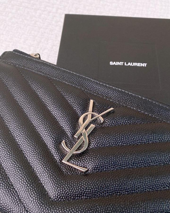 Saint Laurent Black Bill Pouch SHW