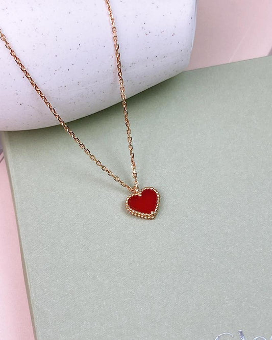 Rose Gold Red Sweet Heart Necklace