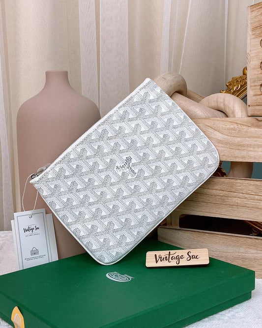 Goyard White Senat Pouch PM