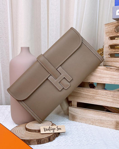 Hermes Etoupe Jige Clutch 29