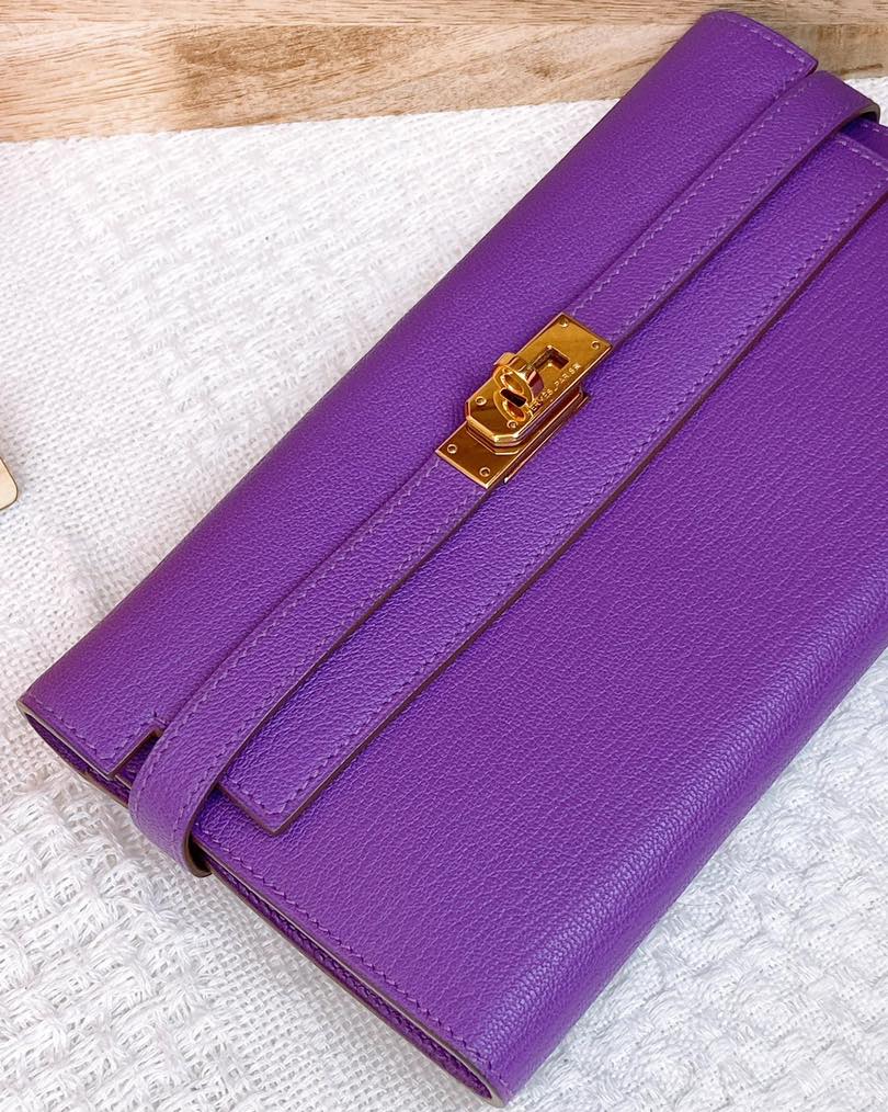 Hermes Purple Mysore Kelly Wallet GHW