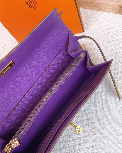 Hermes Purple Mysore Kelly Wallet GHW