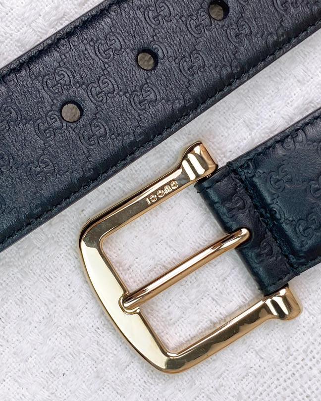 Gucci Black Calfskin Guccisimma Belt 40mm GHW