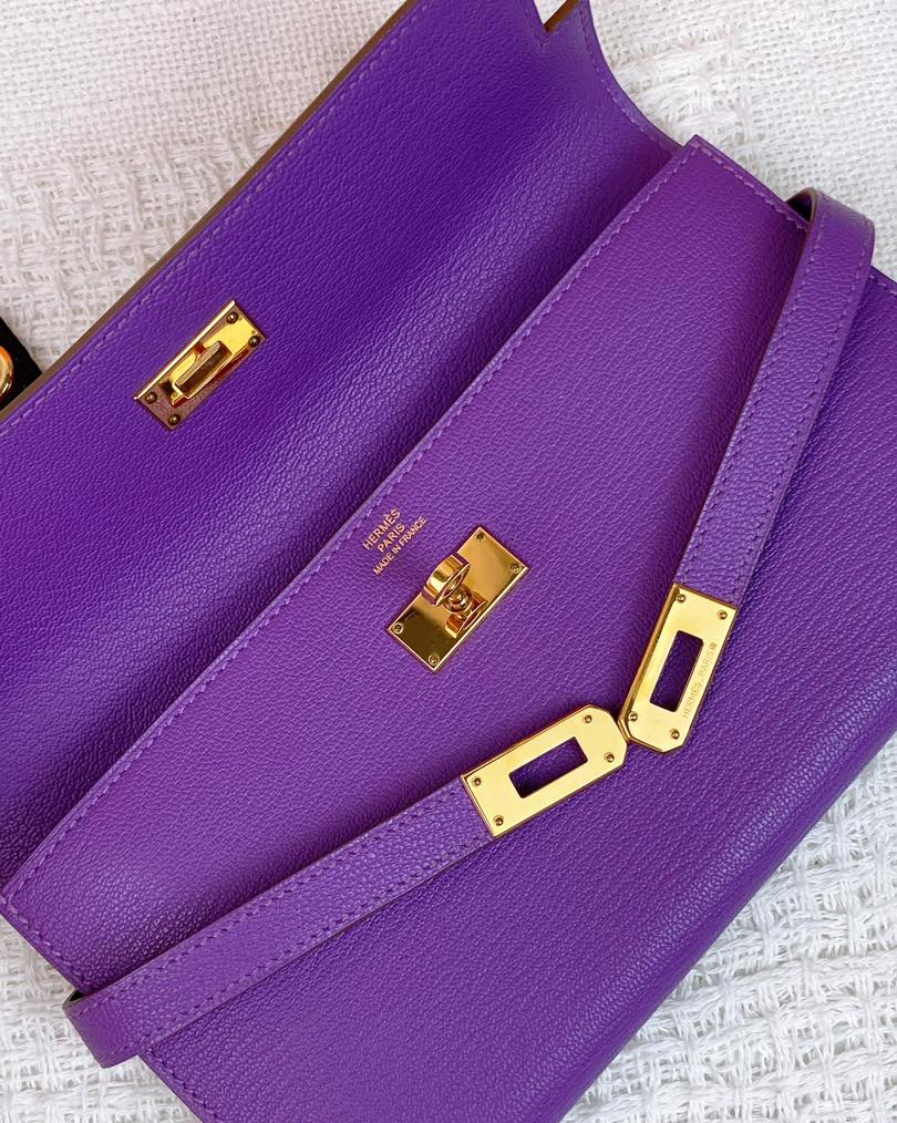 Hermes Purple Mysore Kelly Wallet GHW