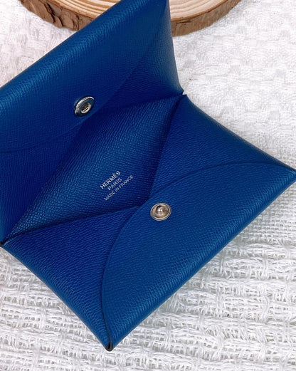 Hermes Deep Blue S4 Calvi Card Holder