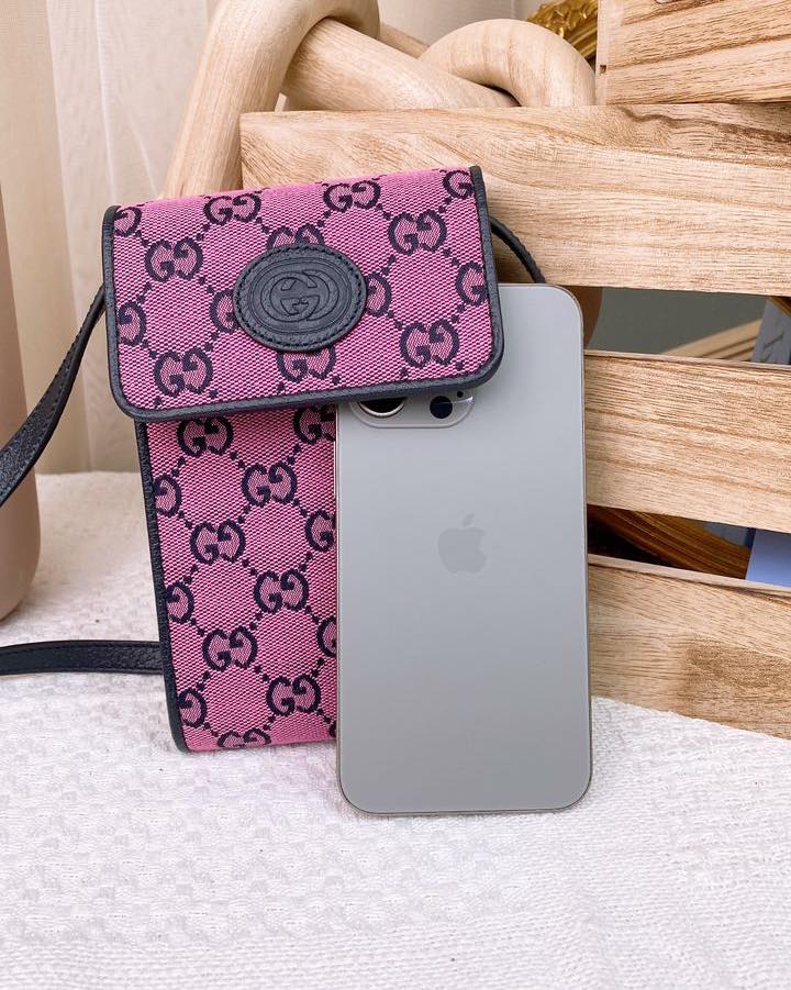 Gucci Black x Pink GG Phone Case Crossbody