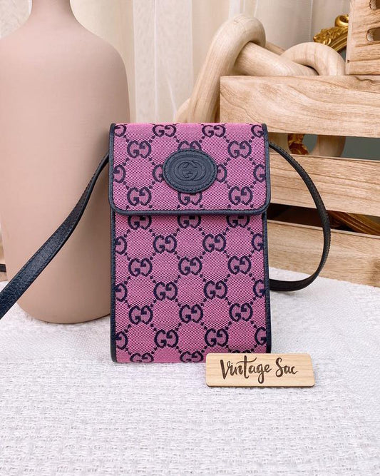 Gucci Black x Pink GG Phone Case Crossbody