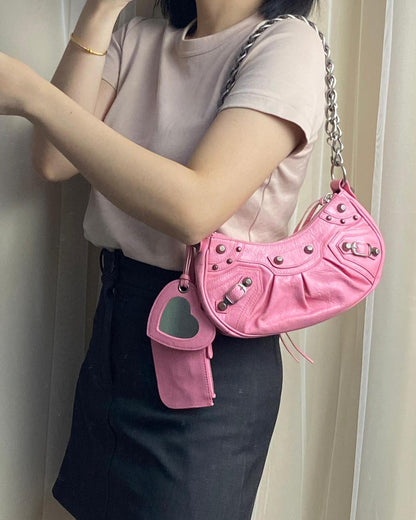 Balenciaga Pink Le Cagole XS Chain Bag SHW