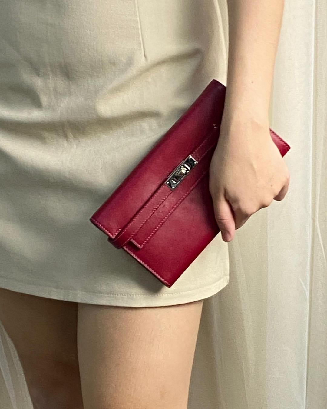 Hermes Burgundy Kelly Wallet PHW