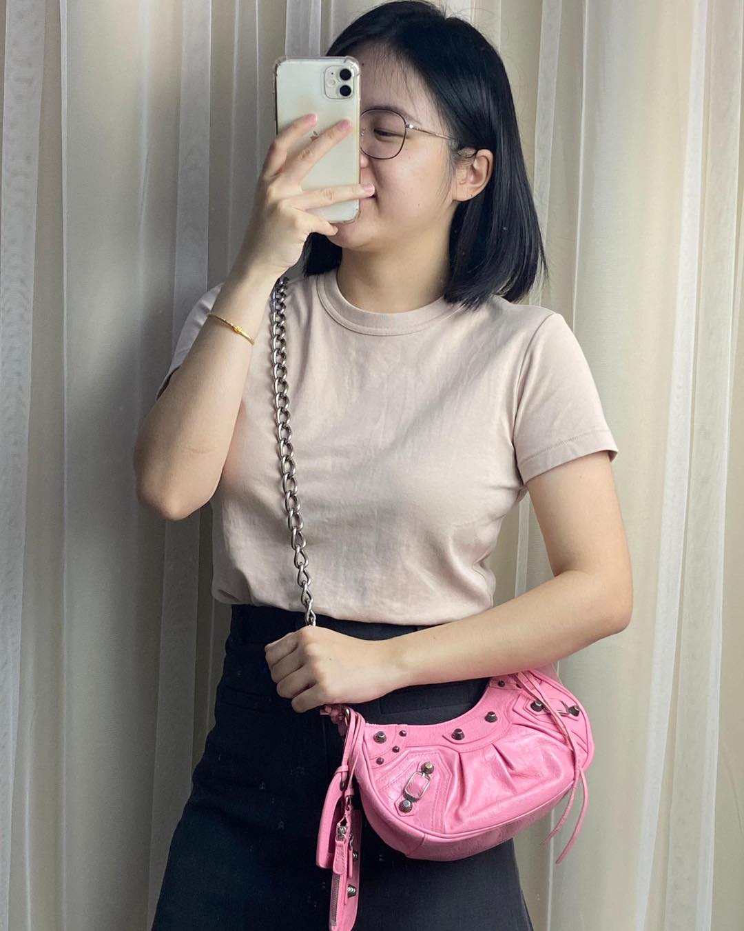 Balenciaga Pink Le Cagole XS Chain Bag SHW