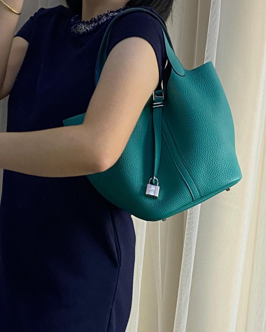 Hermes Vert Verone / Blue Du Nord Picotin 22 PHW