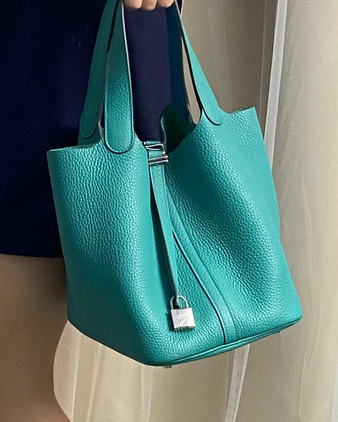 Hermes Vert Verone / Blue Du Nord Picotin 22 PHW