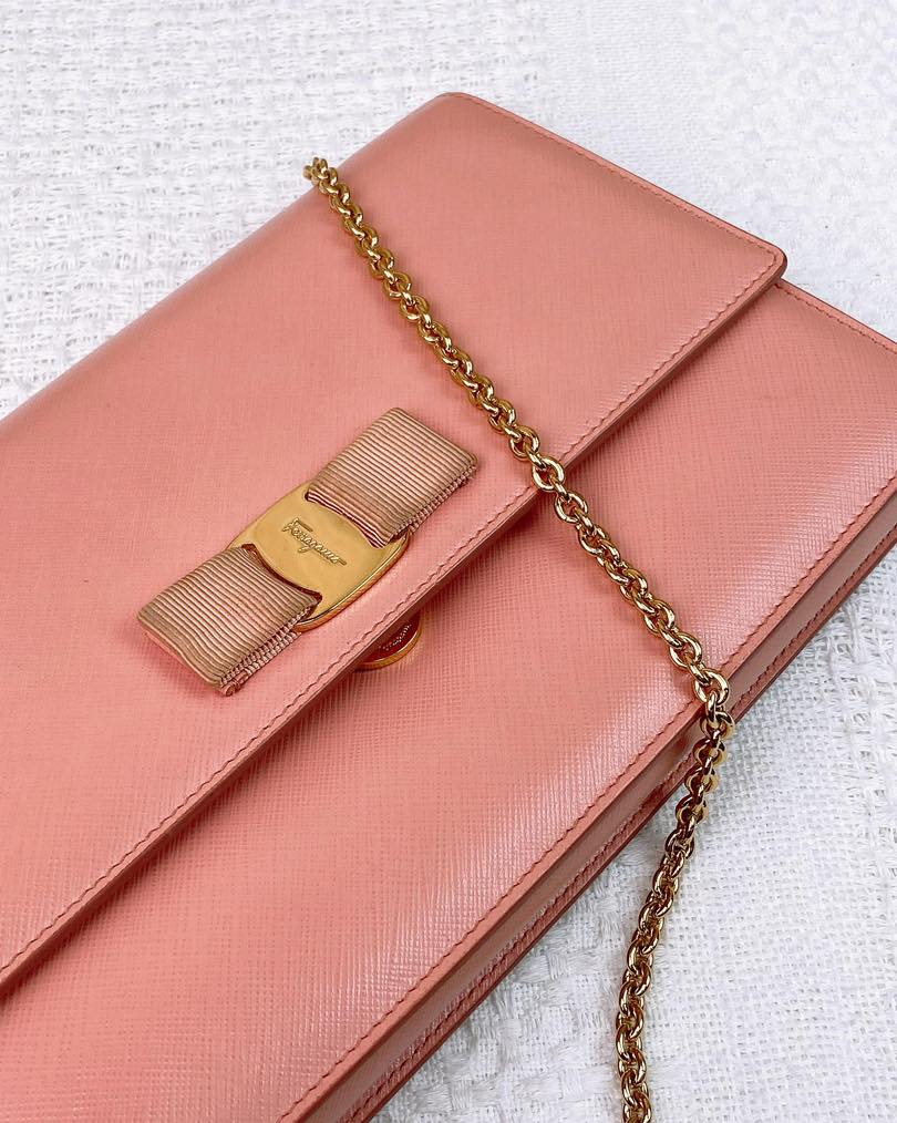 Ferragamo Blush Pink Leather Ginny Crossbody Bag