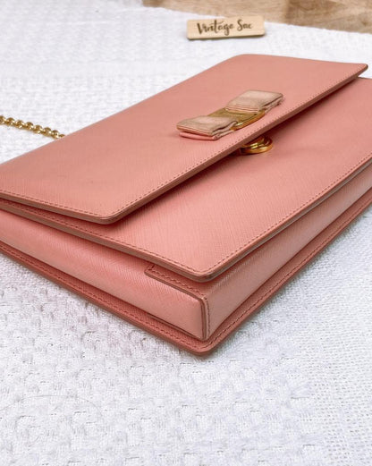 Ferragamo Blush Pink Leather Ginny Crossbody Bag