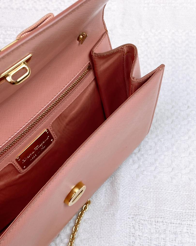 Ferragamo Blush Pink Leather Ginny Crossbody Bag