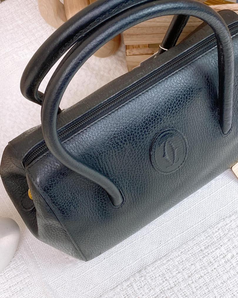 Cartier Black Calfskin Vintage Boston Bag