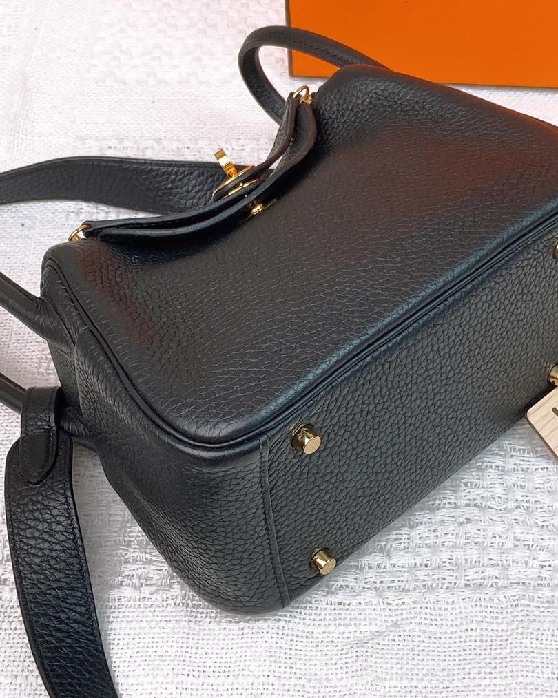 Hermes Black Mini Lindy GHW