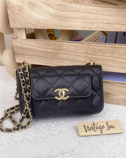 Chanel Black Caviar Mini Flap (GHW)