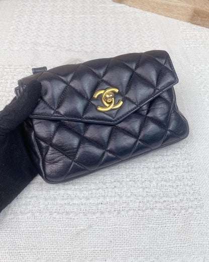 Chanel Black Lambskin Vintage Belt Bag