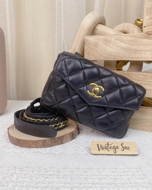 Chanel Black Lambskin Vintage Belt Bag