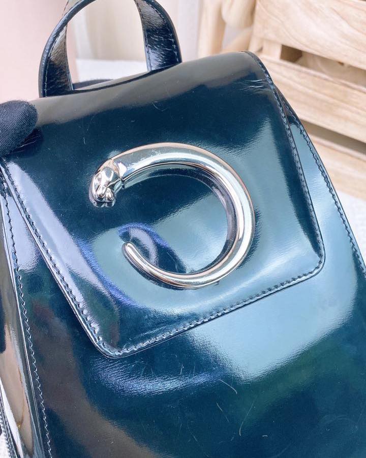 Cartier Black Patent Backpack (SHW)