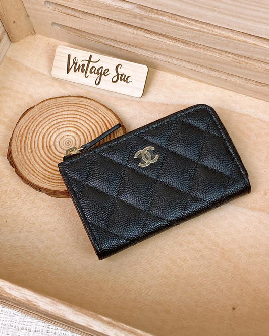 Chanel Black Caviar Key Card Holder LGHW