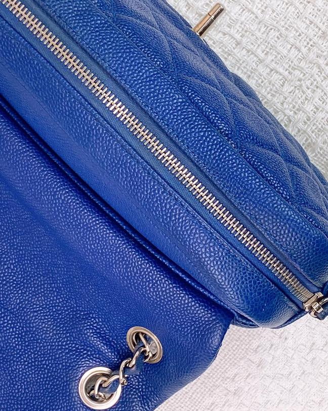 Chanel Royal Blue Caviar Medium Easy Flap Bag SHW