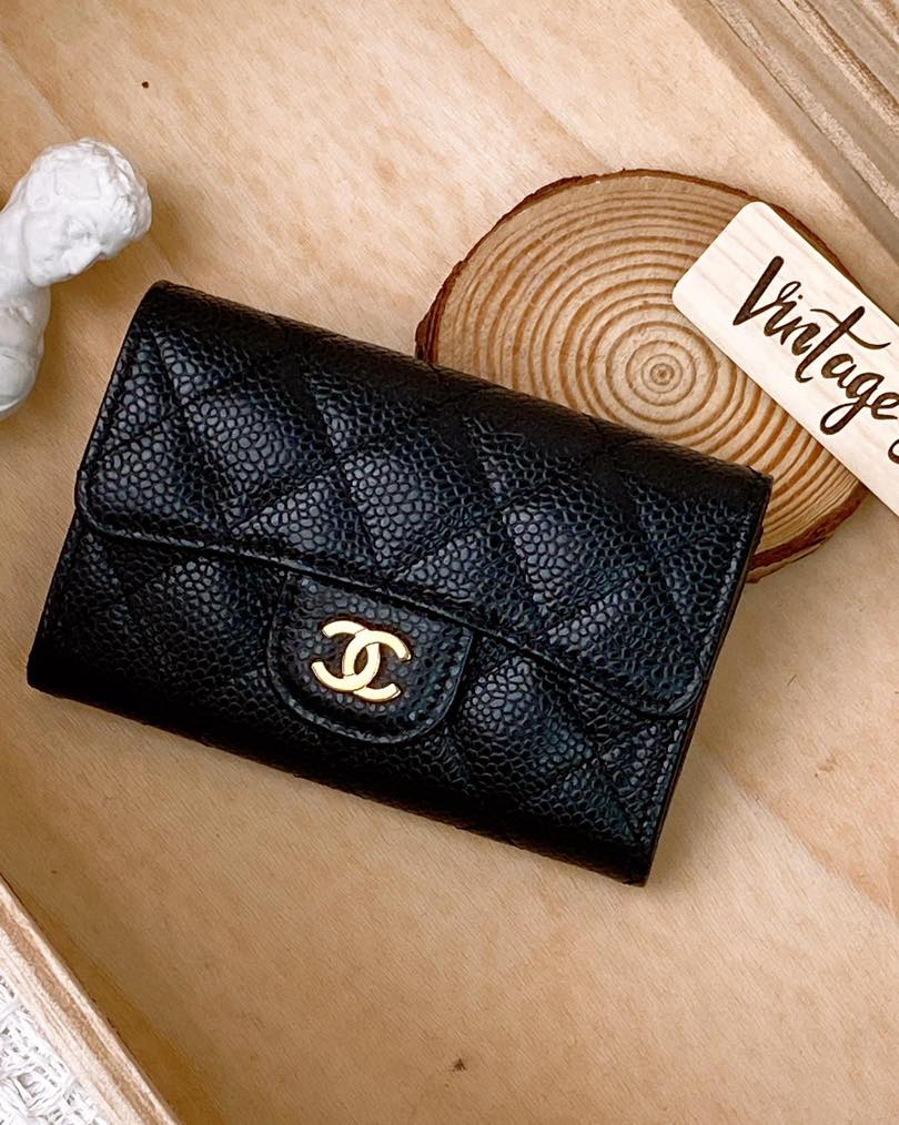 Chanel Black Caviar Classic Card Holder GHW