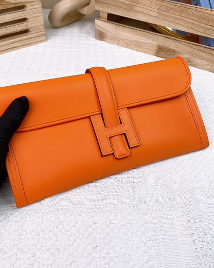 Hermes Orange Jige Clutch