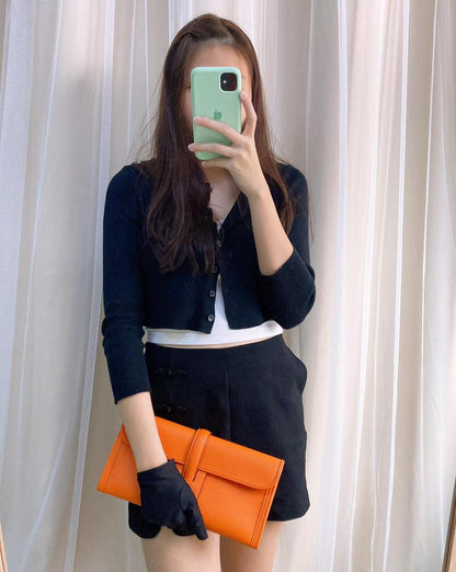 Hermes Orange Jige Clutch