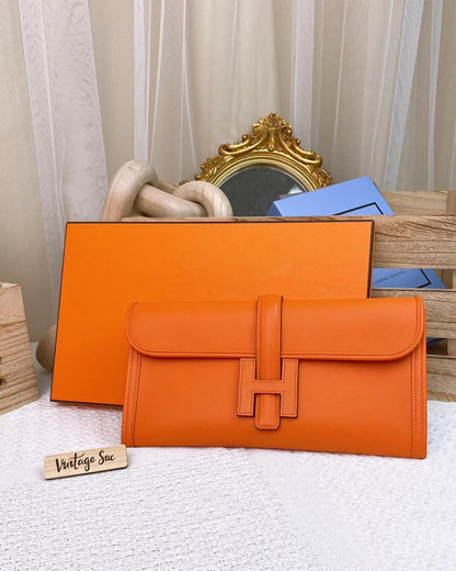 Hermes Orange Jige Clutch