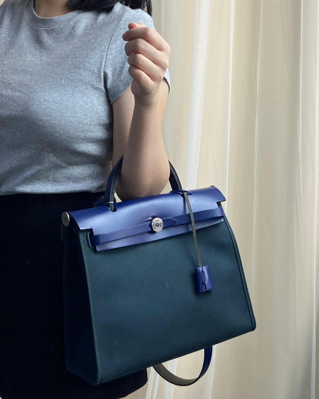 Hermes Blue Sapphire x Vert Cypress Herbag Zip 31 PHW