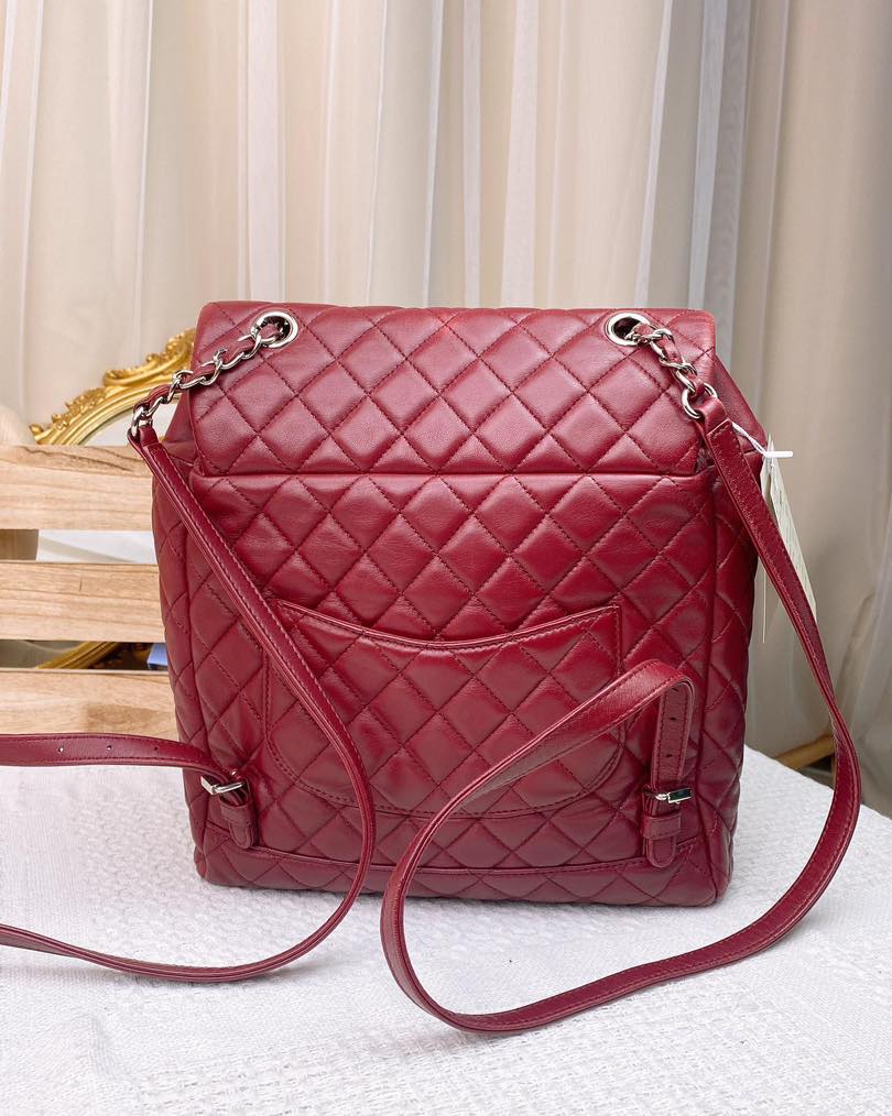 Chanel Maroon Lambskin Medium Urban Spirit Backpack SHW