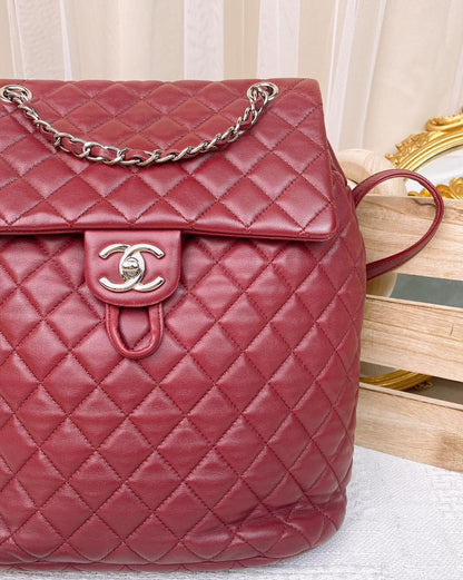 Chanel Maroon Lambskin Medium Urban Spirit Backpack SHW