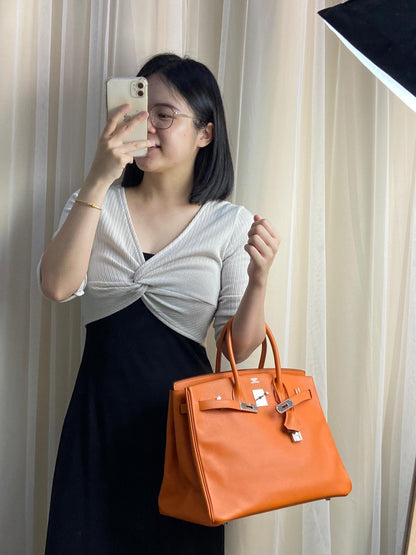 Orange Birkin 35 PHW